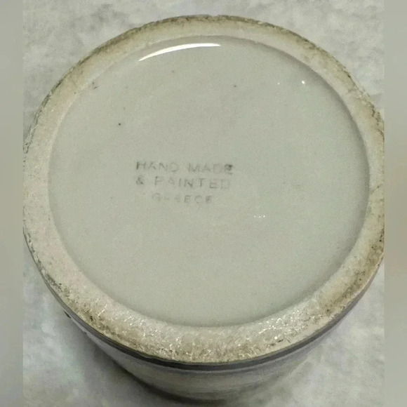 Vintage Greek Ceramic Storage Jar with Lid Flower Motif Cottagecore Handmade - Picture 3 of 10